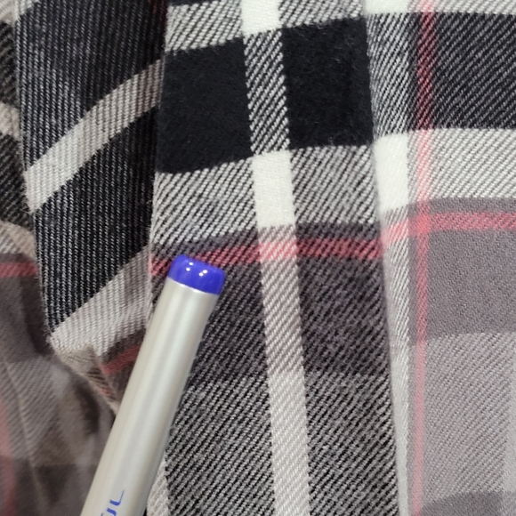 womens natural reflections pink white grey black plaid button long sleeve shirt - Picture 7 of 12